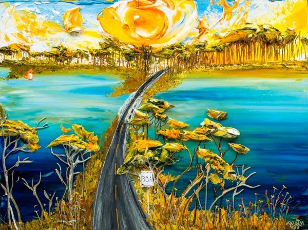 Морской закат акрилом