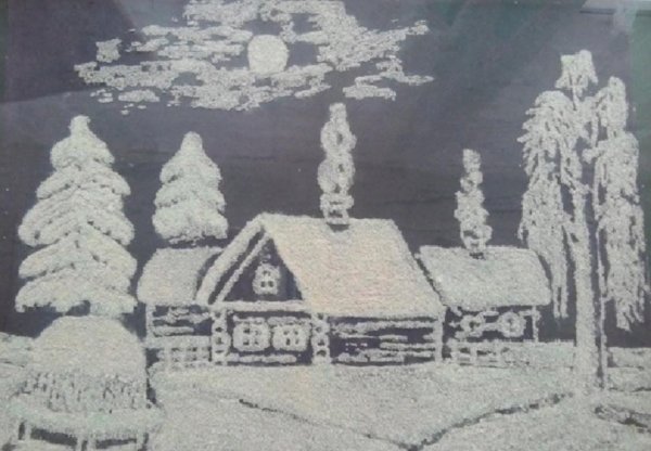 Аппликация из манной крупы