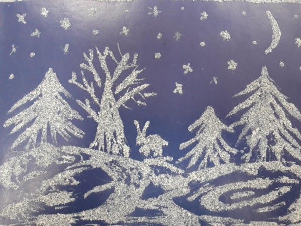 Рисование солью зима