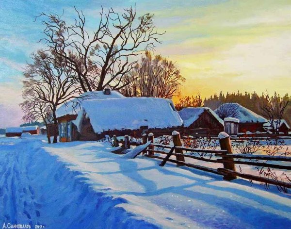 Околица деревни зимой