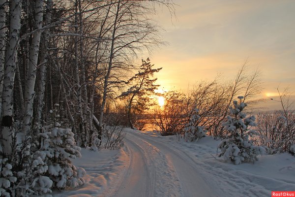 Зимний закат вечереет