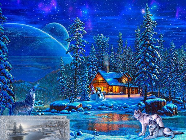 Новогодний пейзаж анимация