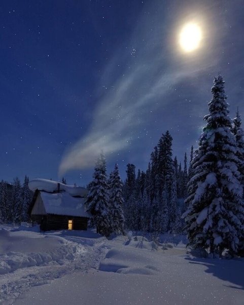 Зимняя ночь в деревне