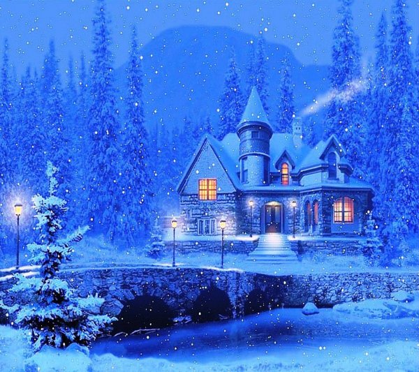 Заснеженный сказочный домик