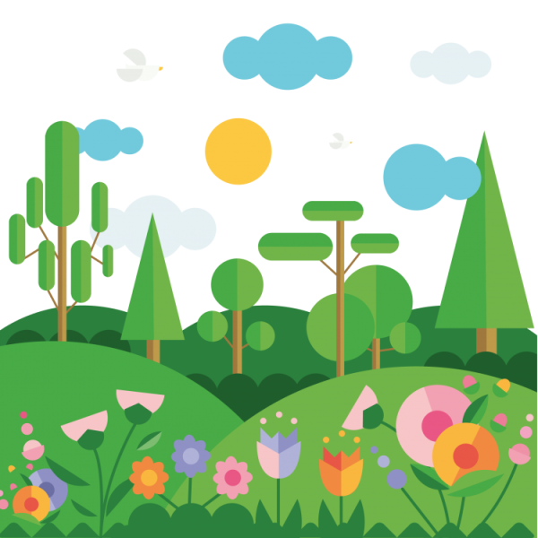 Пейзаж геометрическими фигурами