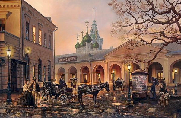 Картины Александра Стародубова. Старая Москва. Арбат