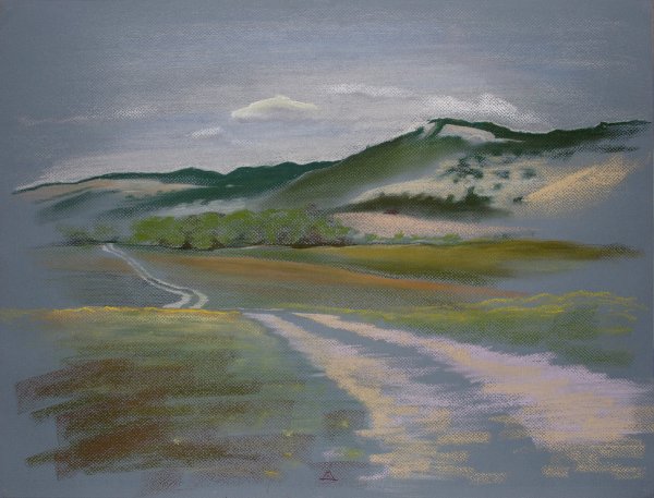 Простой пейзаж пастелью