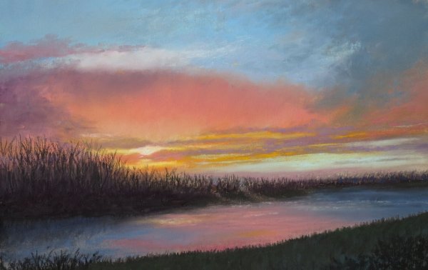 Река нарисованная пастелью