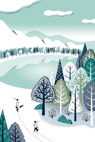 Стилизованный пейзаж зима