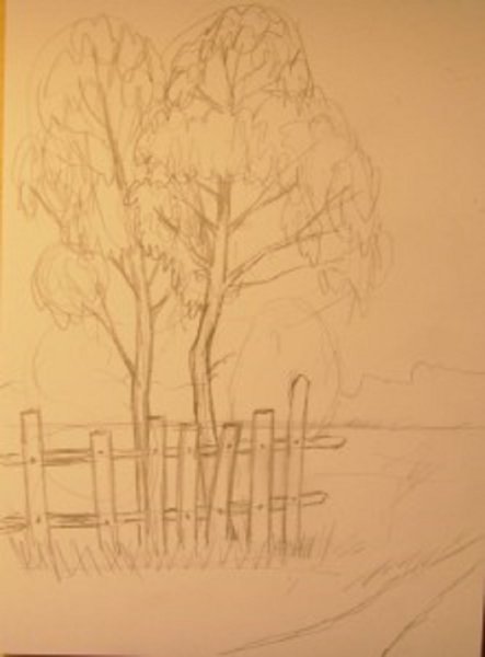 Пейзаж карандашом