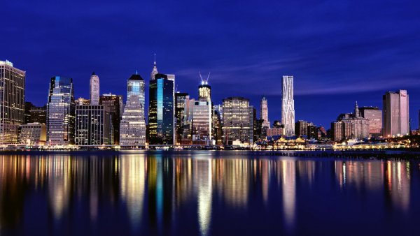 Панорама Нью Йорка небоскребы