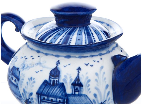 Чайник "летний пейзаж". Гжель
