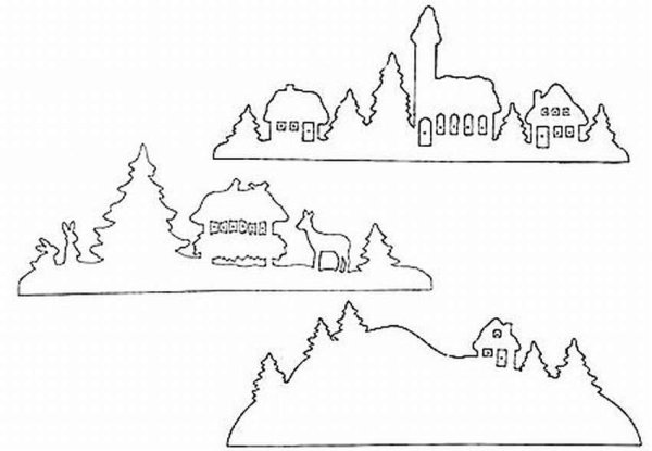 Домики на подоконник трафареты