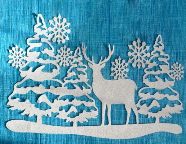 Зимние вырезки на окна