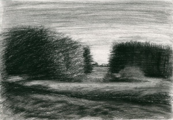 Пейзаж угольным карандашом