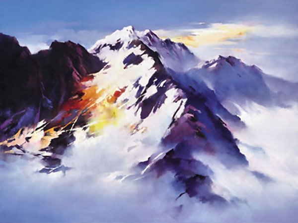 Горы акварелью