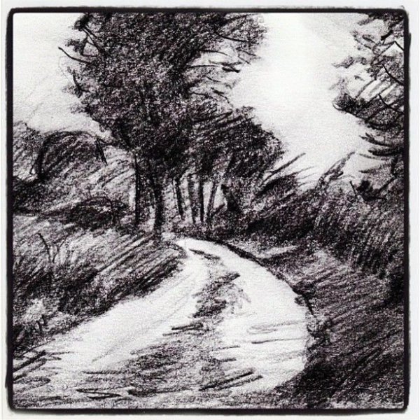 Пейзаж углём лёгкий