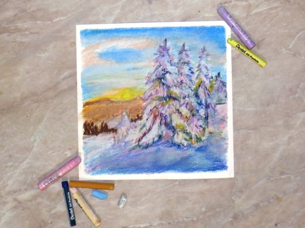 Зимний пейзаж маркерами