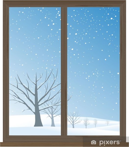 Зимнее окно вектор