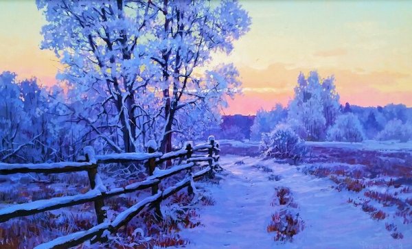 Зимние пейзажи художник Олег Кангин