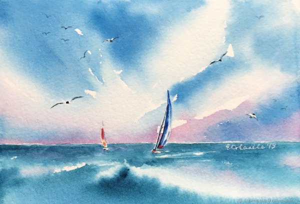 Море акварелью