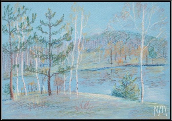 Зимний пейзаж пастелью 3 класс