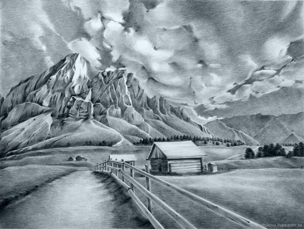 Пейзаж карандашом