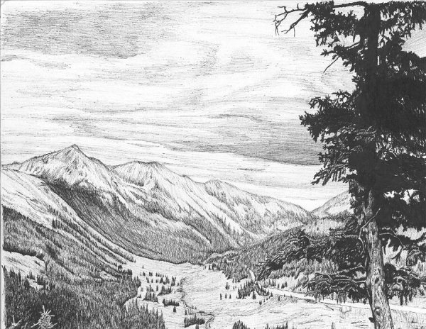 Горный пейзаж Графика