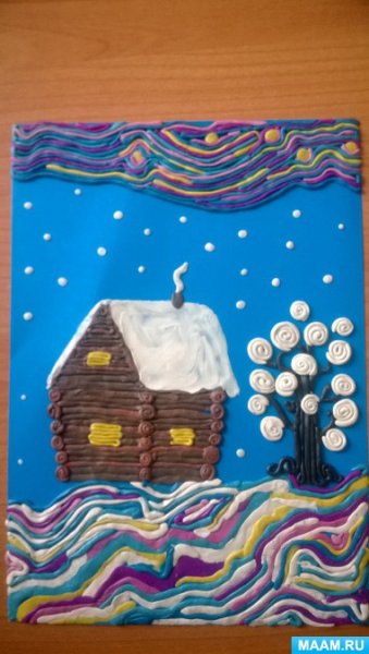 Пластилинография зимний пейзаж