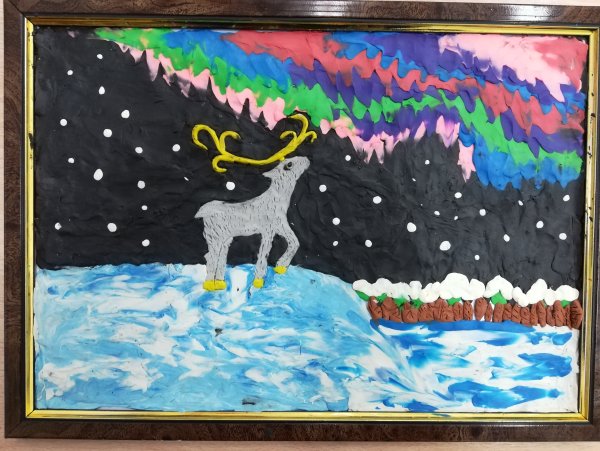 Пластилиновая живопись зима