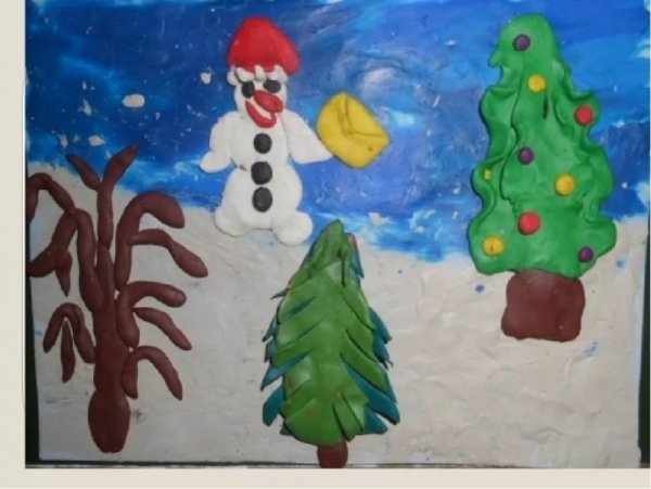 Пластилинография на тему зима