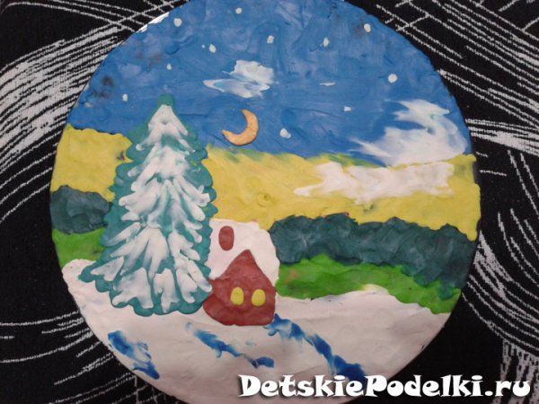 Зимняя картина пластилином