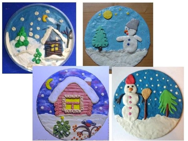 Зимние поделки из пластилина