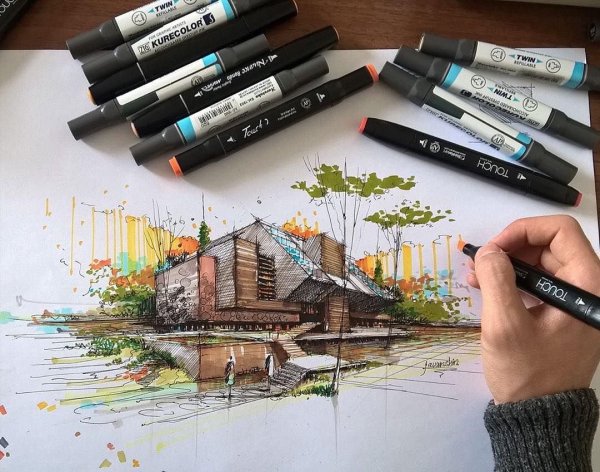 Пейзажи для рисования маркерами