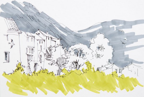 Горы скетч маркерами