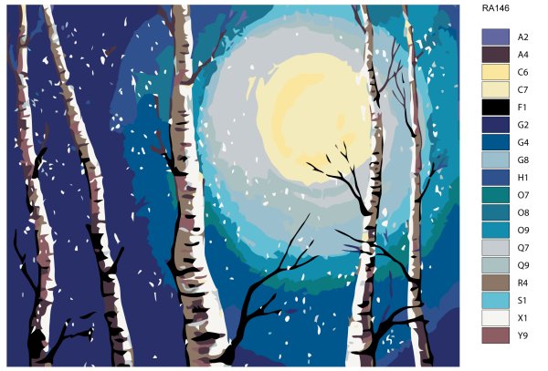 Зимний пейзаж гуашью