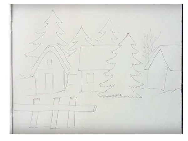 Рисунок на тему зима карандашом