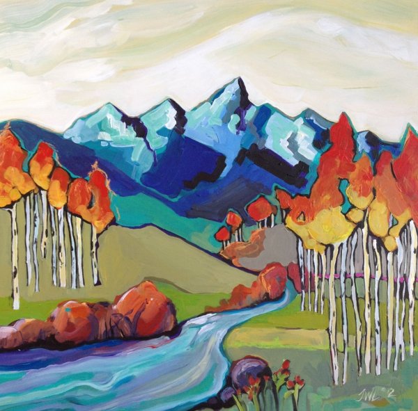 Стилизованный пейзаж гуашью