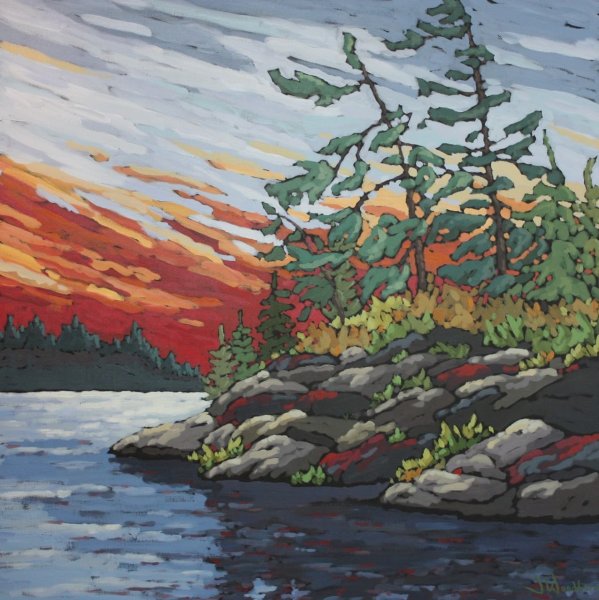 Декоративный пейзаж гуашью красивый