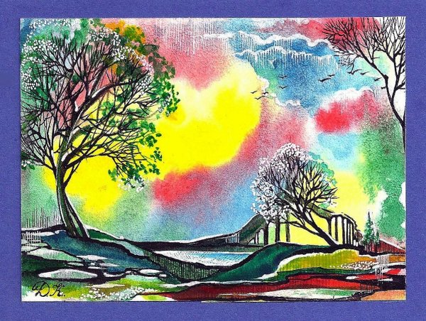 Пейзаж в декоративном стиле