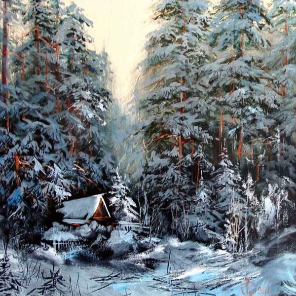 Леднев Александр Алексеевич . Зимний пейзаж.