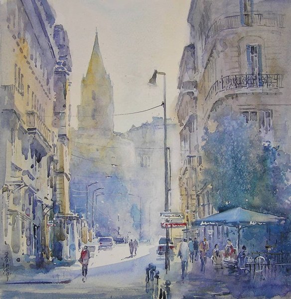 Игорь Хайков акварель городской пейзаж