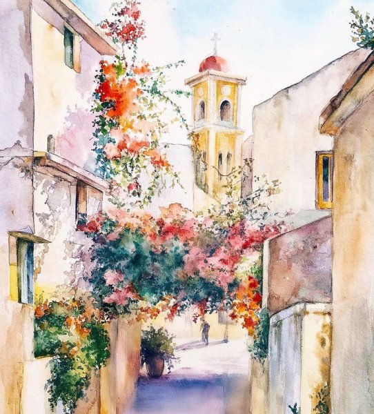 Улочки Италии акварель
