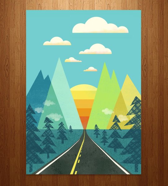 Пейзаж из геометрических фигур