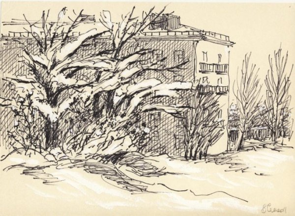 Графический пейзаж маркером