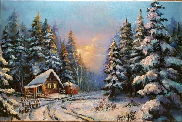 Художник Станислав Побытов зимний пейзаж