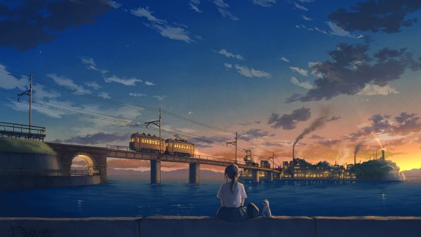 Аниме пейзаж школа