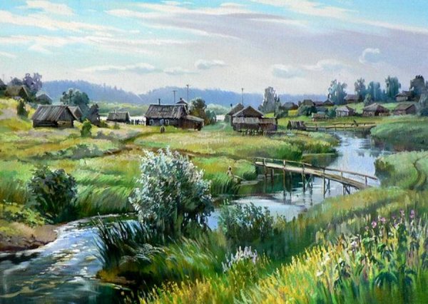 Картины художник любовь Малышева деревня