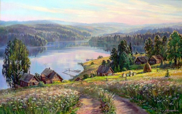 Картины художник любовь Малышева деревня
