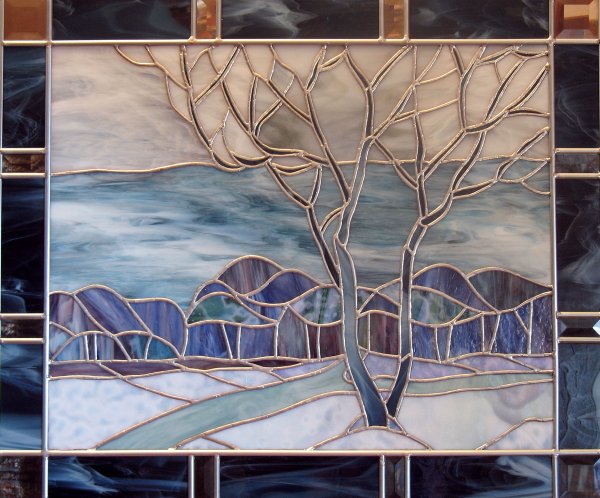 Зимние пейзажи в технике витраж